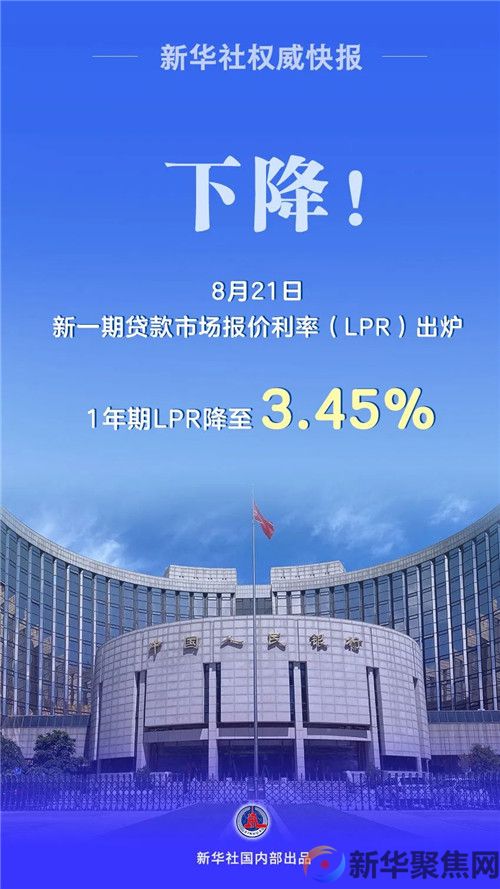 央行：下降10个基点！1年期LPR降至3.45%